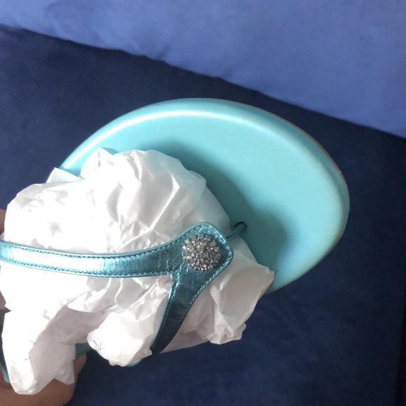 Metallic Blue Flip Flops with Rhinestone 8M - Picture 15 of 16